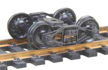 Kadee 554 HO Self Centering Bettendorf T-Section Truck, 33" Ribbed Backed Wheels - House of Trains