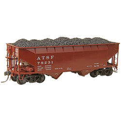 Kadee 7524 HO, 50 Ton AAR Standard, 2 Bay Offset Open Hopper, Coal Load, Santa Fe, ATSF, 78231 - House of Trains