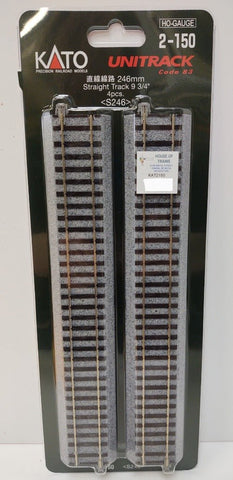 Kato 2-150 HO Unitrack Straight, 9-3/4", 246mm, 4 per Package - House of Trains