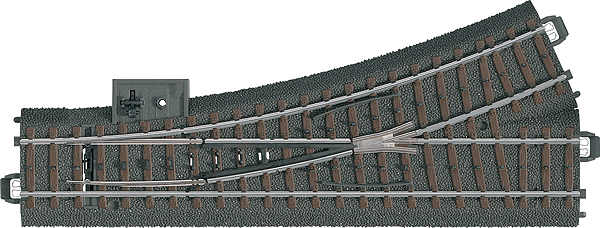 Marklin 20611 HO R-2 Left Manual Turnout, 17 1/4" Radius (437.5mm) - House of Trains