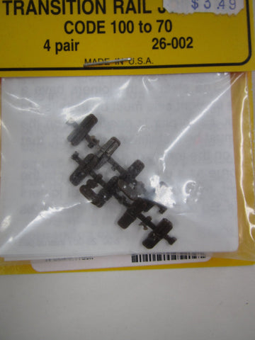Micro Engineering 26-002 HO scale Transition Rail Joiners Code 100 to 70 (4 pair) - House of Trains