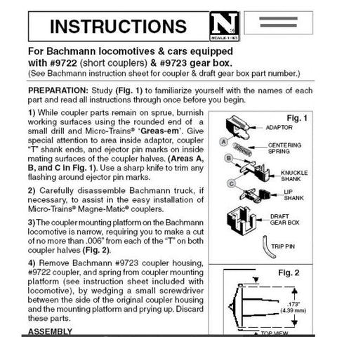 Micro Trains 001 33 030 N Bachmann Truck Mount Couplers, Short Coupler (2 Pair) old 1133 - House of Trains