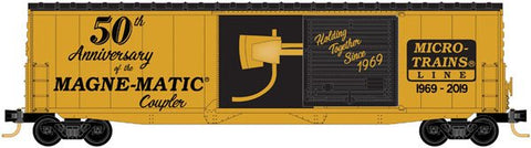 Micro Trains 180 00 100 N 50' Standard Box Car, Magne-Matic 50th Anniversary, 1969-2019 - House of Trains