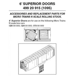 Micro-Trains 499 20 915 (1095) N 6' Superior Doors for 40' Cars, Brown (12 Pieces) - House of Trains