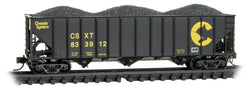 Micro-Trains Line 108 00 441 N 100 Ton 3-Bay Hopper, Coal Load, CSX, ex-Chessie, CSXT, 833912 - House of Trains