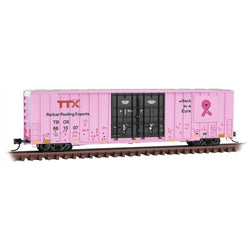 Micro-Trains Line 123 00 060 N, 60' Rib Side High Cube, Breast Cancer Awareness, TBOX, 661307 - House of Trains