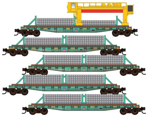 Micro-Trains Line 993 02 170 N, 50' Flat Car, 5-Pack, Weathered, Concrete Tie Loader, UP - House of Trains