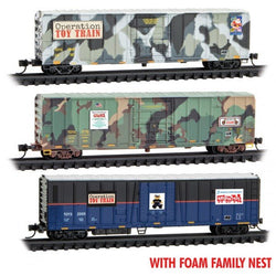 Micro-Trains Line 993 02 233 N, 50' Boxcar, 3-Pack, Toys for Tots - House of Trains