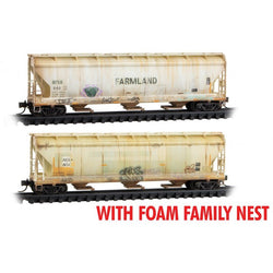 Micro-Trains Line 993 05 065 N, 3-Bay Covered Hopper, 2-Pack, Weathered, Graffiti, Agribusiness - House of Trains