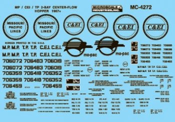 Microscale 60-4272 N, Missouri Pacific ACF 2 Bay Center-Flow Hoppers - House of Trains