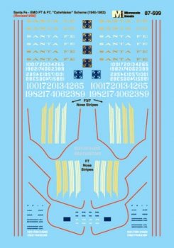Microscale 60-699 N, Santa Fe Diesels, FT and F7, Catwhisker Scheme, 1940-1962 - House of Trains