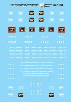 Microscale 87-1198 HO, Wood Way Cars, Cabooses, CBQ, Burlington, 1947-54 - House of Trains
