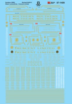 Microscale 87-1409 HO, Southern Crescent, Steam Locomotives, Gold Lettering - House of Trains