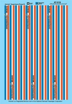 Microscale 87-519 HO, Amtrak, Superliner, Striping, Phase 3, 1987-1994 - House of Trains