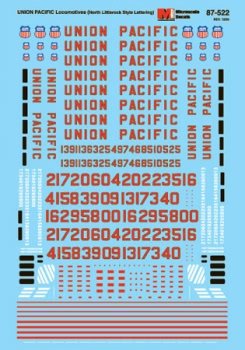 Microscale 87-522 HO, Union Pacific, Diesels, North Littlerock Squared Lettering, 1984-1986 - House of Trains