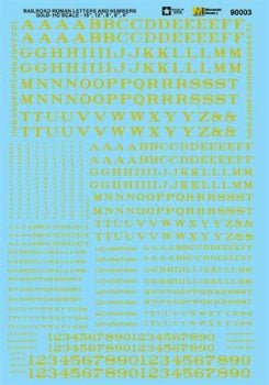 Microscale 90003 HO, Railroad Roman, Letters and Numbers, Gold - House of Trains
