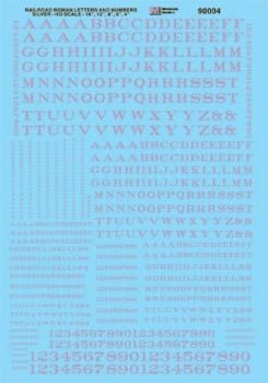 Microscale 90004 HO, Railroad Roman, Letters and Numbers, Silver - House of Trains