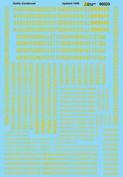 Microscale 90023 HO, Gothic, Condensed, Letters and Numbers, Gold - House of Trains