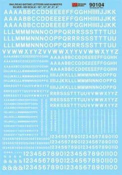 Microscale 90104 HO, Railroad Gothic, Letters and Numbers, Silver - House of Trains