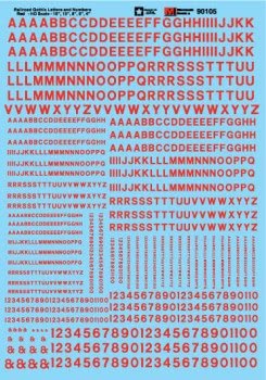 Microscale 90105 HO, Railroad Gothic, Letters and Numbers, Red - House of Trains