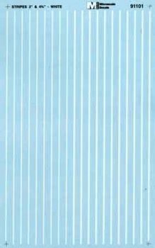 Microscale 91101 HO, Striping, 3" and 4¾" Widths, White - House of Trains