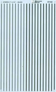 Microscale 91102 HO, Striping, 3" and 4¾" Widths, Black - House of Trains