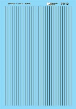 Microscale 91112 HO, Striping, 1" and 2" Widths, Black - House of Trains