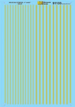 Microscale 91133 HO, Striping, 4" and 6" Widths, Gold - House of Trains