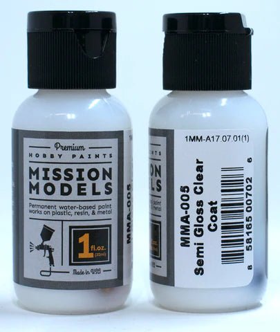 Mission Models MMA-005, Semi Gloss Clear Coat, Water Based, 1 fl oz - House of Trains