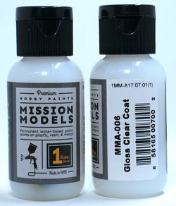 Mission Models MMA-006, Gloss Clear Coat, Water Based, 1 fl oz - House of Trains
