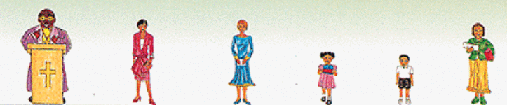 Model Power 5720 HO, Deacon and His Flock with Pulpit, 7 pieces - House of Trains