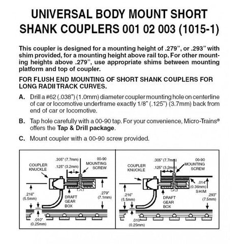 MTL 001 02 003 N Assembled Universal Body Mount Short Shank, Reverse Draft Angle - House of Trains