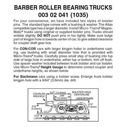 MTL 003 02 041 (1035) N, Barber Roller Bearing Trucks, Short Extension Coupler - House of Trains