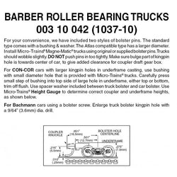 MTL 003 10 042 (1037-10) N, 10 Pair, Bulk Pack, Barber Roller Bearing Trucks - House of Trains