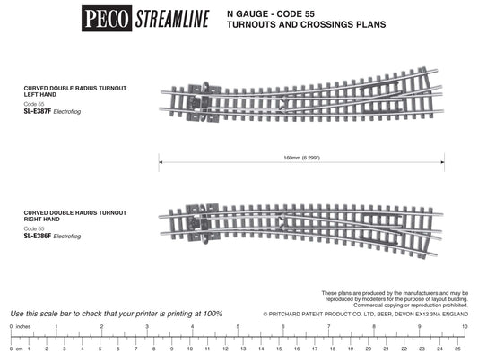 Peco SL-E387F Code 55 N Electrofrog Curved Left Hand Turnout - House of Trains