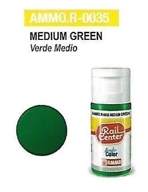 Rail Center Paint R-0035, Medium Green, 15ml bottle, Acrylic Paint - House of Trains