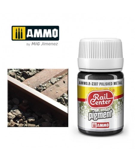 Rail Center Paint R-2307, Pigment, Polished Metal, 35ml bottle, Dry Pigment - House of Trains