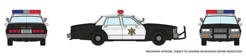 Rapido 800010 HO, Early 1980s Chevy Impala, Police Car, Black and White - House of Trains