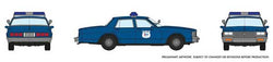 Rapido 800012 HO, Early 1980s Chevy Impala, Police Car, Amtrak, Blue - House of Trains