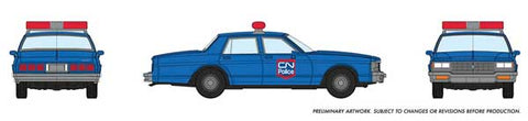 Rapido 800013 HO, Early 1980s Chevy Impala, Police Car, Canadian National, Blue - House of Trains