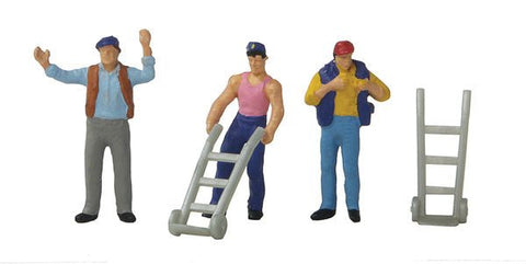 SceneMaster 949-6085 HO Dock Workers with Hand Carts, 3 Figures - House of Trains