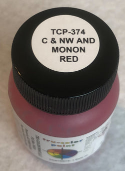 Tru Color TCP-374 Chicago Northwestern and Monon, Red, Paint 1 ounce - House of Trains