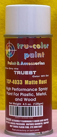 Tru Color TCP-4033 Matte Rust, Spray Can, 4.5 ounce, Plastic, Metal and Wood - House of Trains