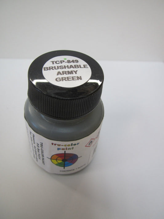Tru Color TCP-849 Brushable Army Green, Flat Paint, 1 Fluid Ounce - House of Trains