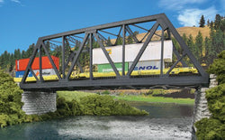 Walthers 933-4510 HO Modernized Double Track Truss Bridge, Plastic Kit, Dark Gray - House of Trains
