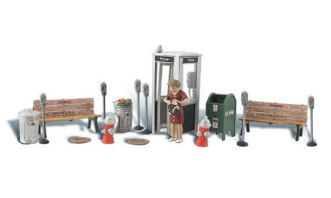 Woodland Scenics 1941 HO, Street Accessories, Phone Booth, 18 Pieces - House of Trains