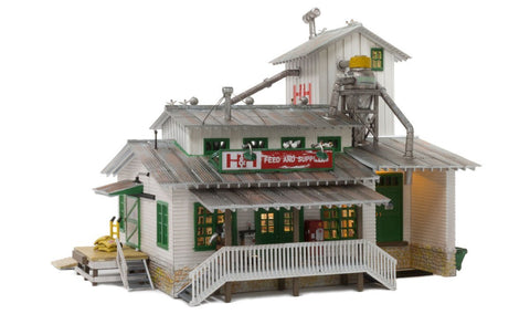 Woodland Scenics 4949 N H n H Feed Mill, Built Up, LED, Lighted - House of Trains