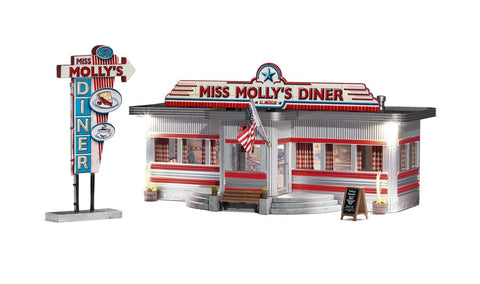 Woodland Scenics 4956 N Scale, Miss Mollly's Diner, LED, Built Up - House of Trains