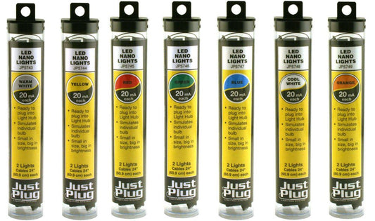 Woodland Scenics 5747, Just Plug Lighting System, LED Nano, Blue, 20mA, 2 LED, 24" Cable - House of Trains