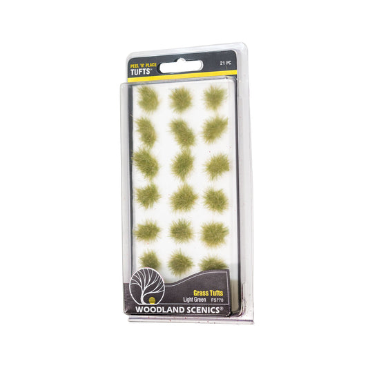 Woodland Scenics 770, Peel 'N Place, Grass Tufts, Light Green, 21 Pieces - House of Trains